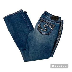 Silver Aiko Bootcut Denim Blue Jeans Low Rise Size 29 Medium Wash